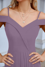 Women's thin strap off the shoulder bridesmaid mopping the floor evening dress 28093