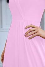 Women's thin strap off the shoulder bridesmaid mopping the floor evening dress 28093
