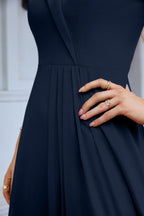 Women's thin strap off the shoulder bridesmaid mopping the floor evening dress 28093