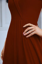 Women's thin strap off the shoulder bridesmaid mopping the floor evening dress 28093